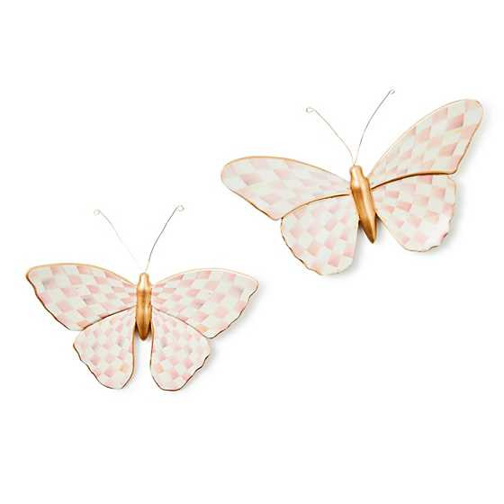 Rosy Check Wall Decor Butterfly Duo | MacKenzie-Childs