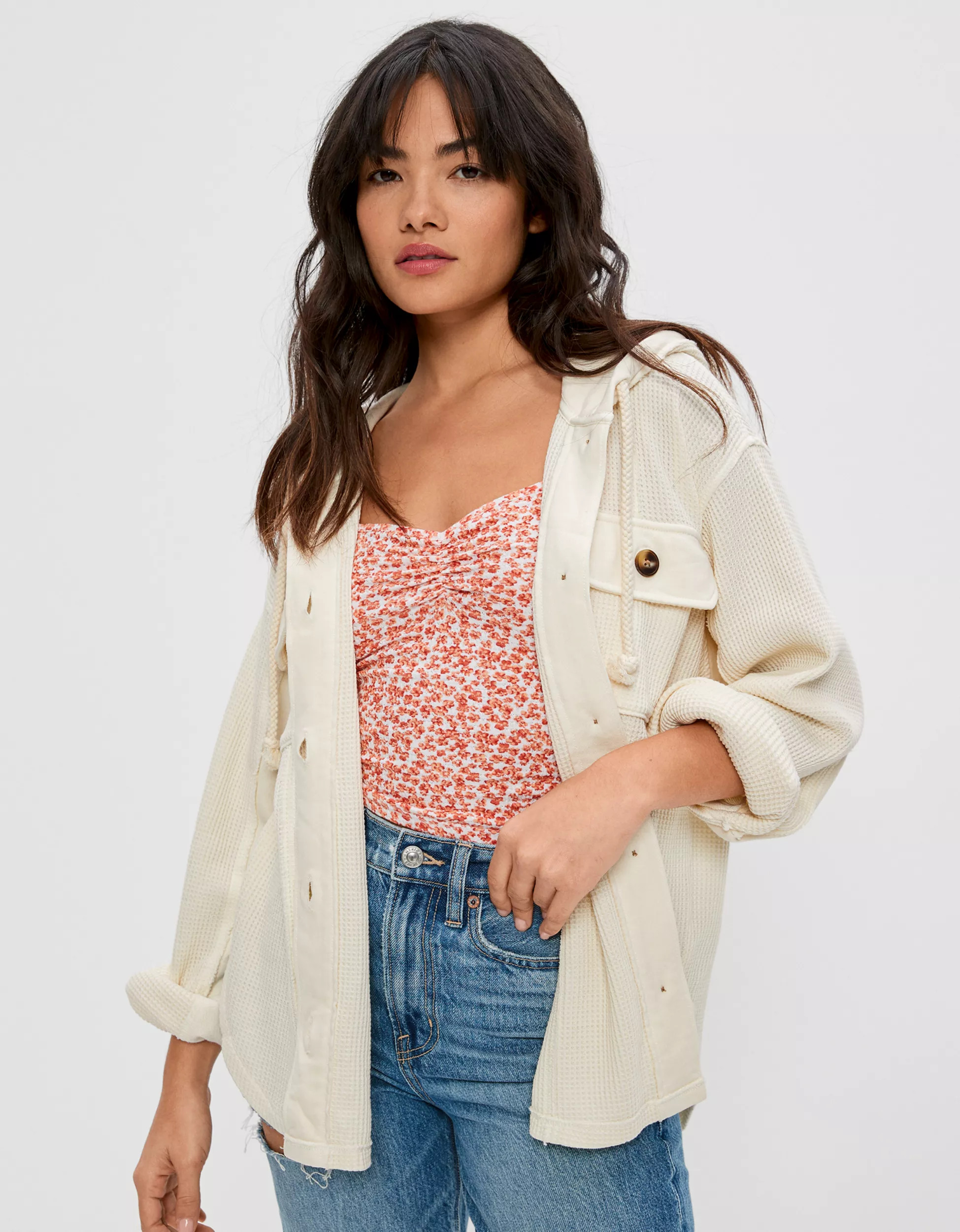 AE Hooded Waffle Shacket | American Eagle Outfitters (US & CA)