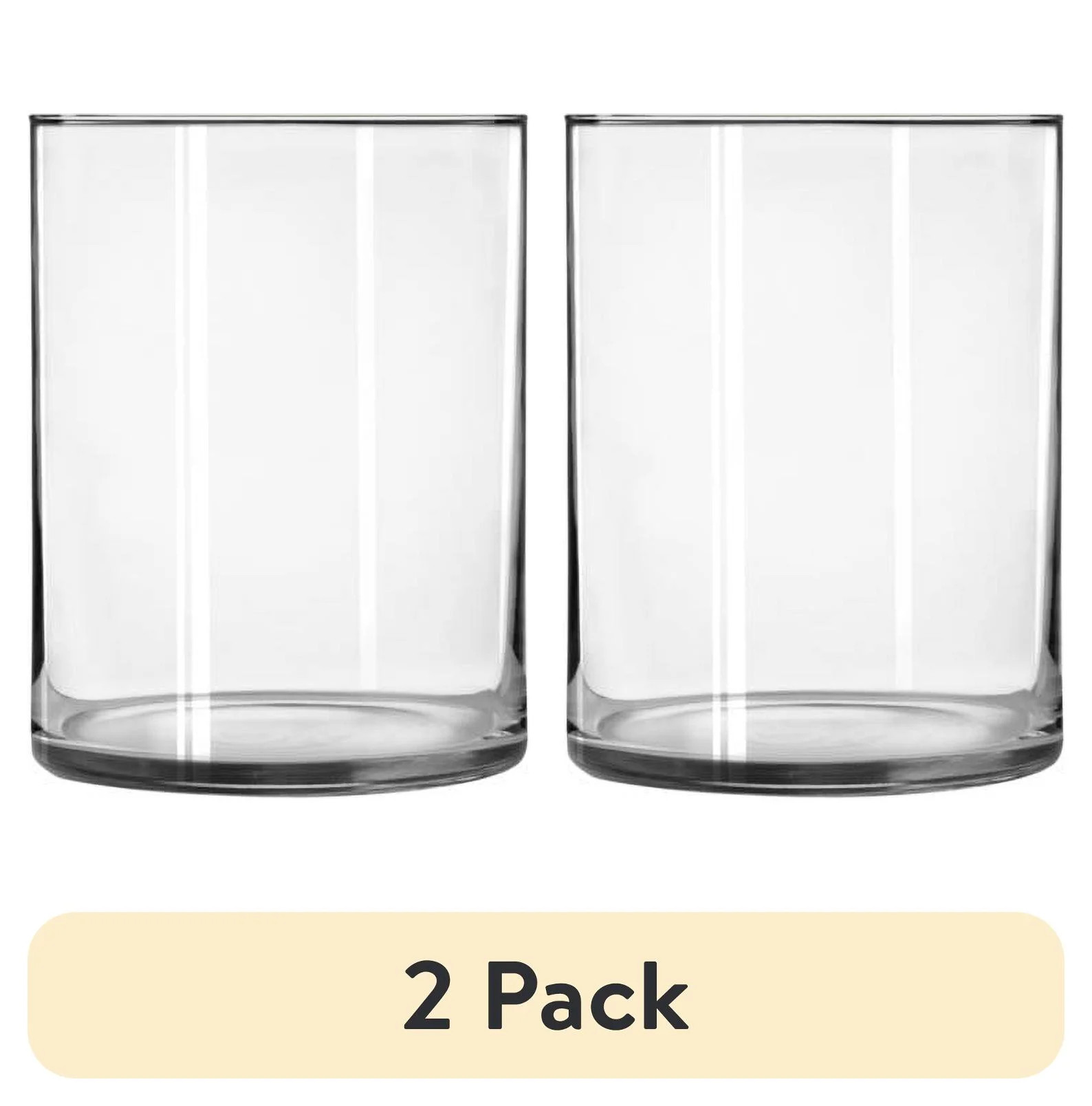 (2 pack) Libbey Wide Glass Cylinder Floral Vase, 8" Tall and 6" Wide | Walmart (US)