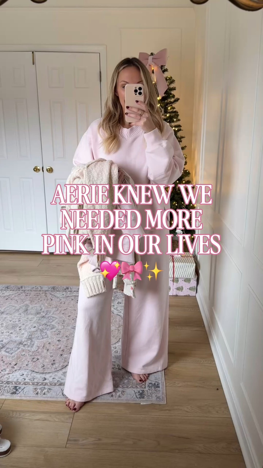 New aerie cozy loungewear in Pink 💕💕 wearing a med in the tops and large bottoms 

#LTKHoliday #LTKMidsize #LTKSeasonal