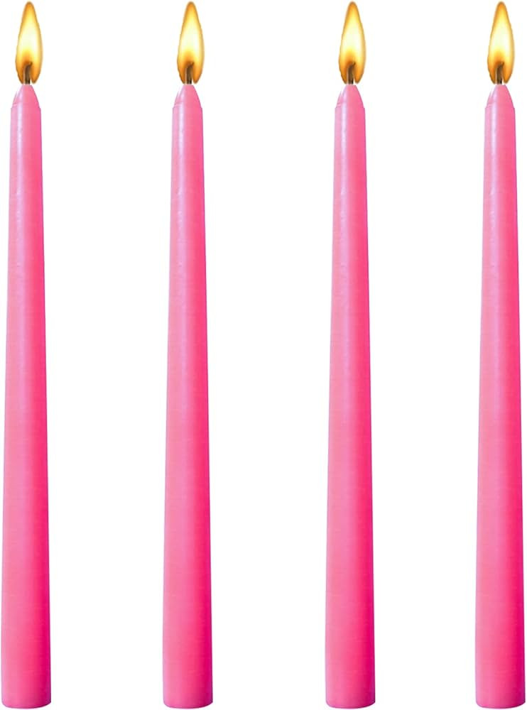 10 inch pink Taper Candles-Set of 4 Taper Candles -Dripless and Smokeless,Tall Candlesticks, Home... | Amazon (US)