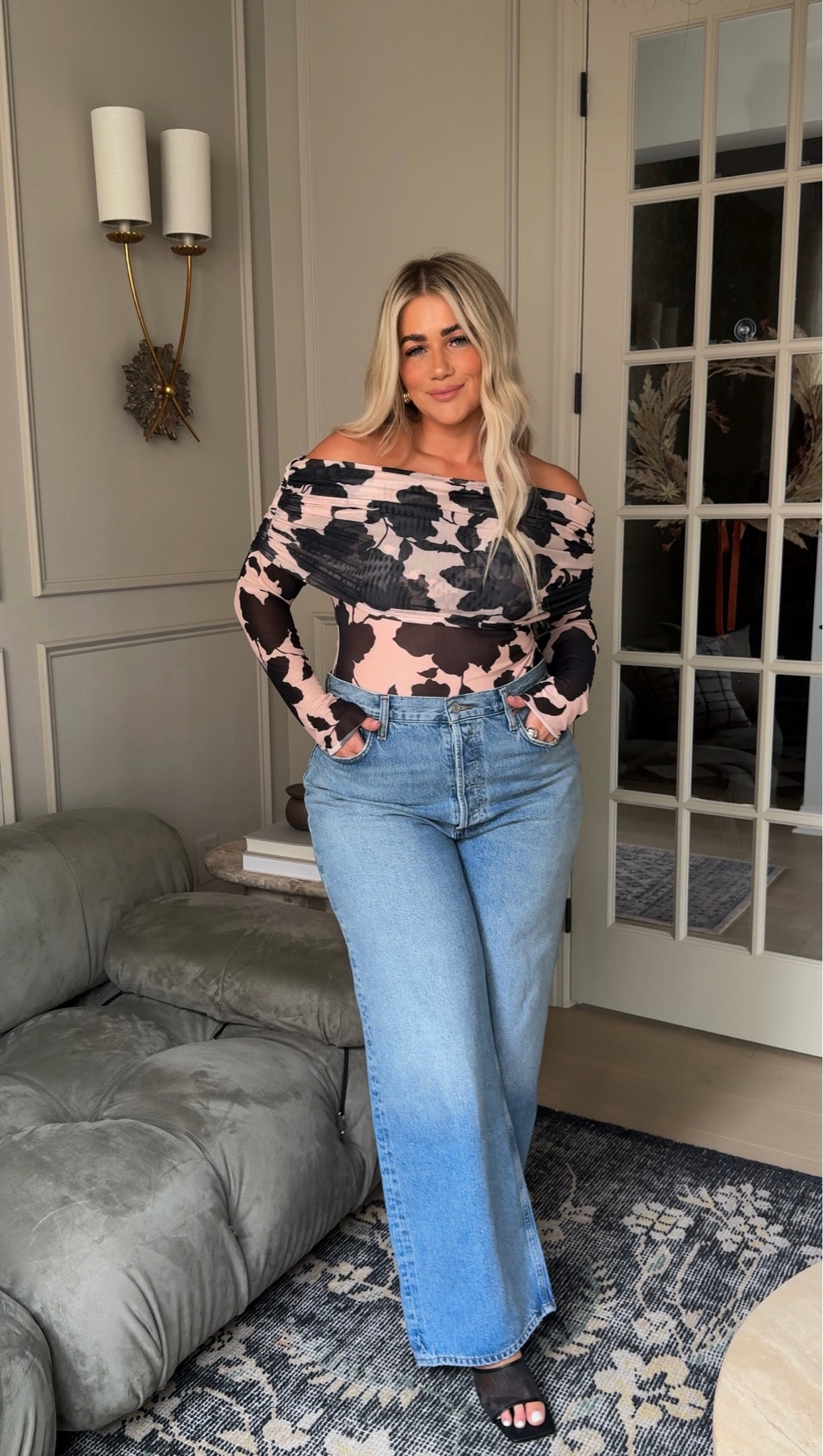 This shirt🖤✨love the sheer look! #top #fall #sheer 

Top- Large
Jeans- 31

#LTKMidsize #LTKSeasonal #LTKStyleTip