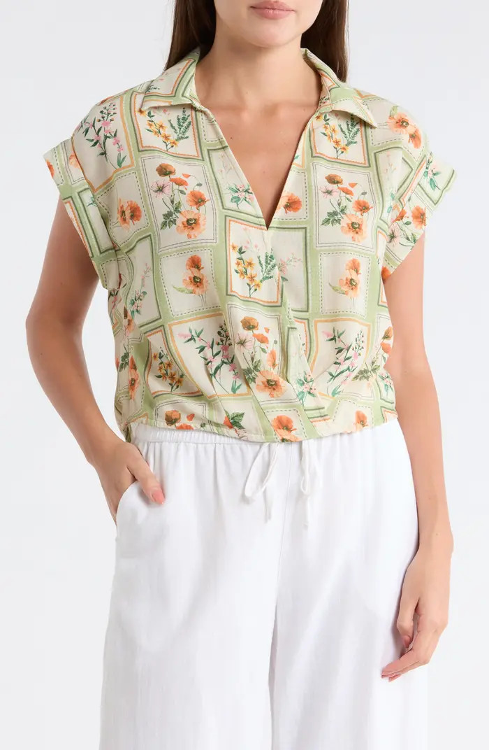 Johnny Collar Short Sleeve Crop Top | Nordstrom Rack