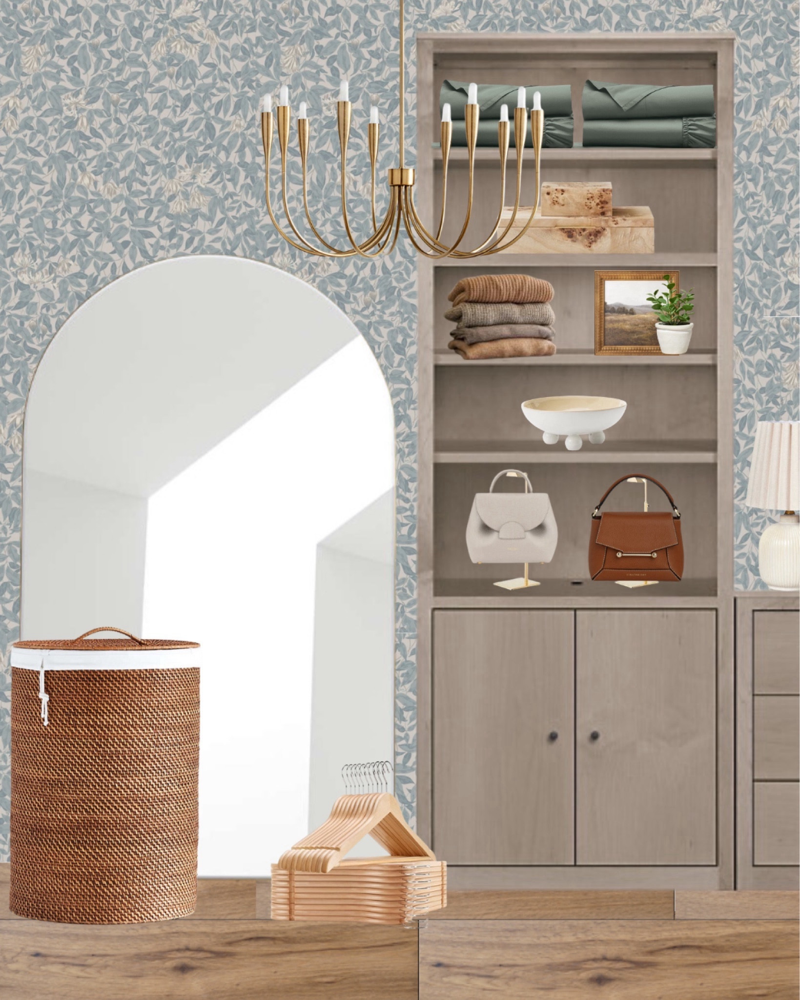 Closet moodboard, filled with recent favorite finds! 

I can’t link the wallpaper here, so for anyone looking for that info, it’s called “Linnea” in the Mist color way from Sandberg Wallpaper

#LTKhome #LTKfamily