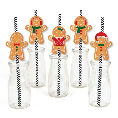 Big Dot of Happiness Gingerbread Christmas - Paper Straw Decor - Gingerbread Man Holiday Party St... | Target