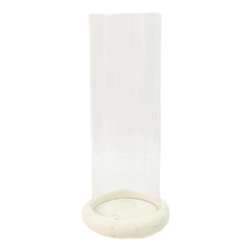 Glass Hurricane Candle Holder with Marble Base, 11.5" | At Home