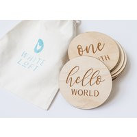 Monthly Milestone Marker Disc For Baby, Wooden Baby Month Cards | Etsy (US)