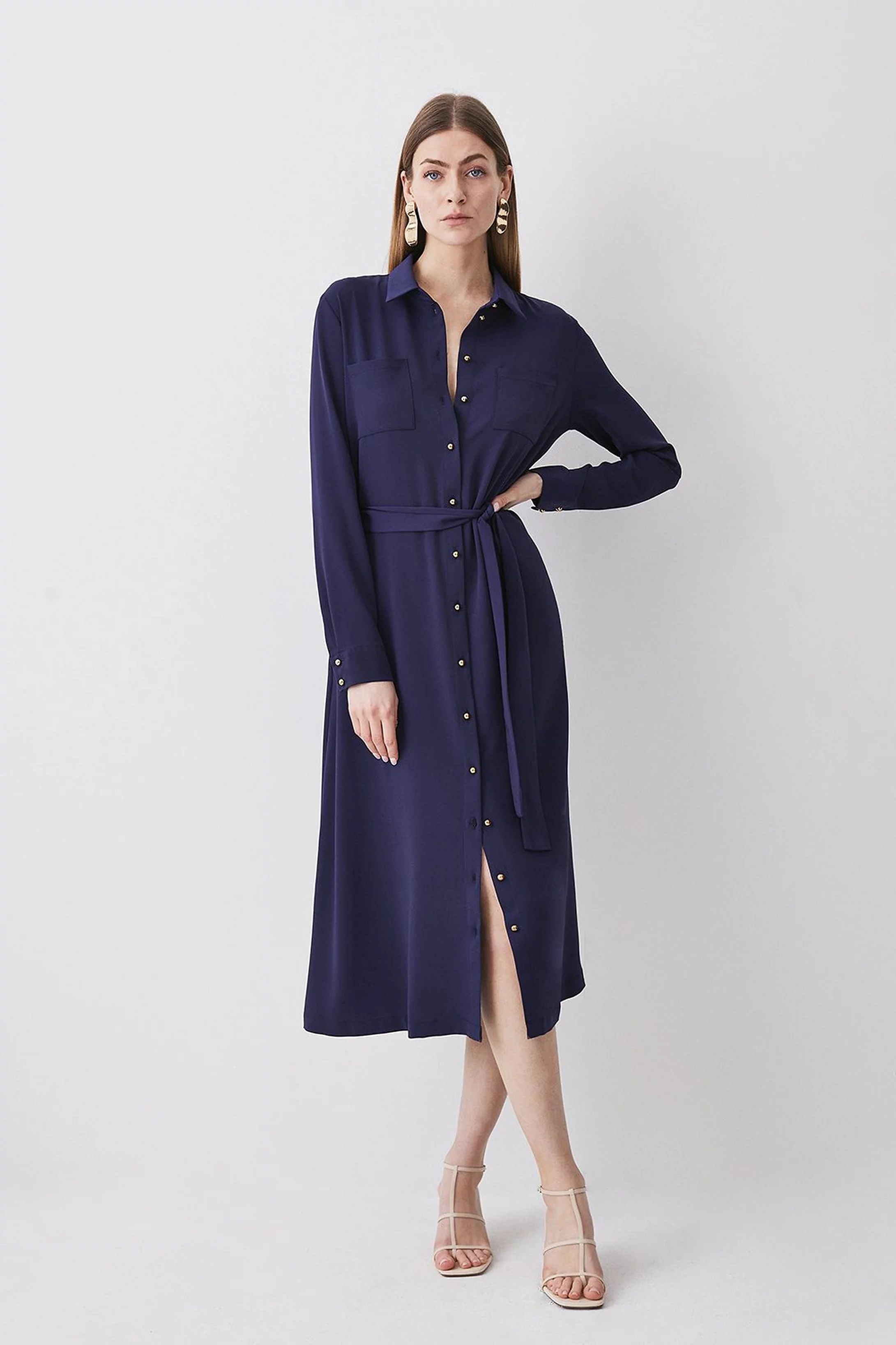 Essential Tailored Midi Shirt Dress | Karen Millen US