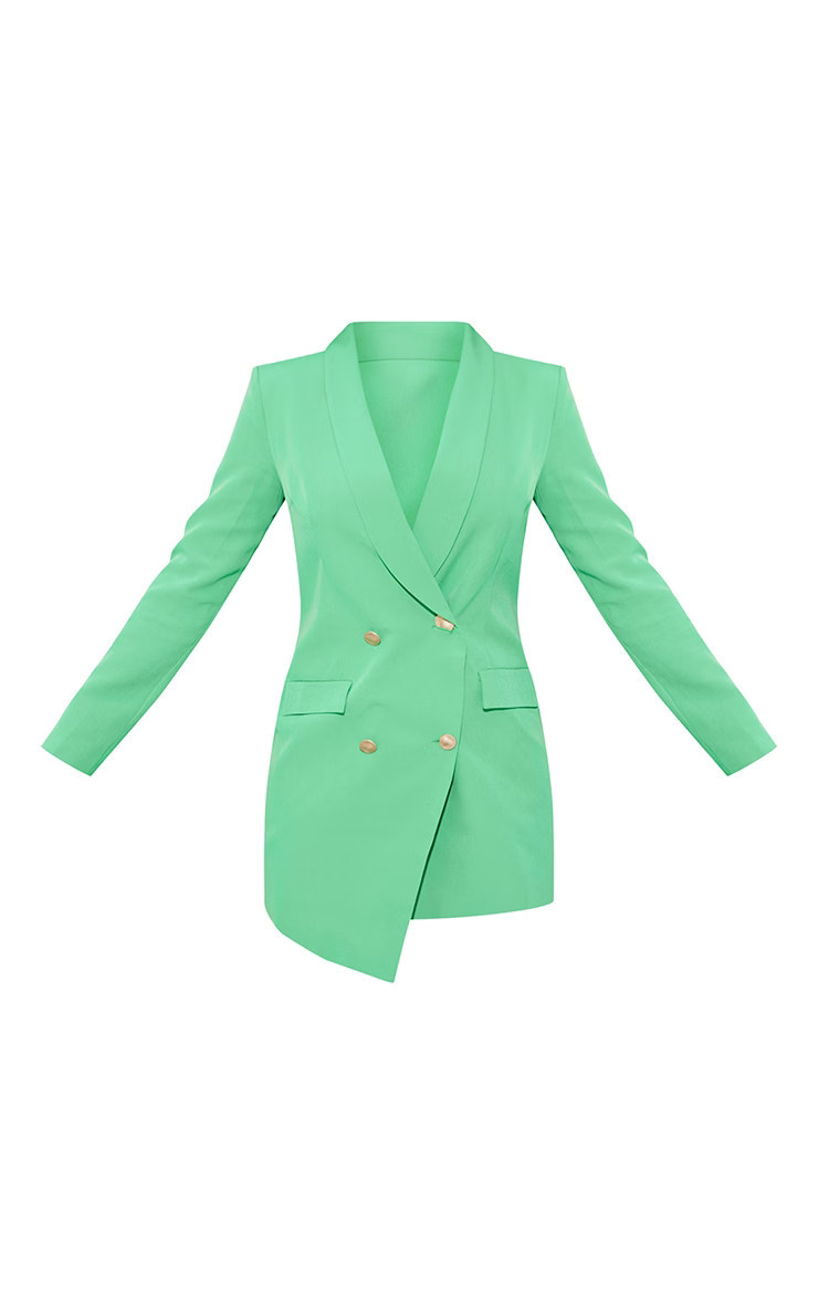 Green Gold Button Blazer Dress | PrettyLittleThing US