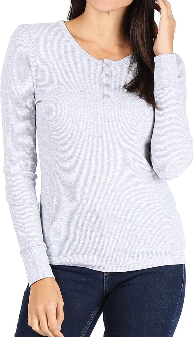 Pro Club Women's Long Sleeve Thermal Henley Tee | Amazon (US)