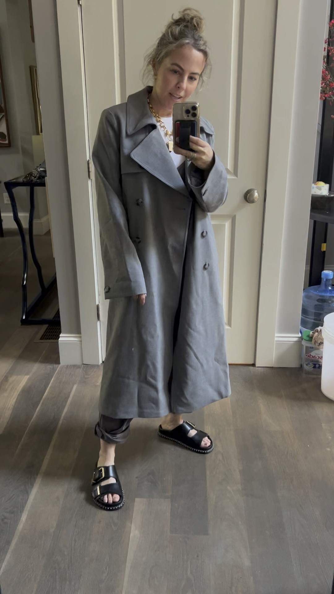 Grey Nordstrom trench arrived and it’s a keeper. Relaxed but not oversized. Nice flow to the material. I’d wear open and add a scarf if it got too cold. No belt. I’m wearing my normal XS but size up if you want Frankie Shop vibes.

#LTKxNSale #LTKOver40