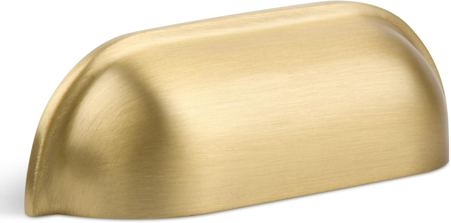 SALISENG-Brushed Gold Kitchen Cabient Drawer Cup Pulls, 5 Pack 2.5 Inch Solid Brass Knobs for Cab... | Amazon (US)