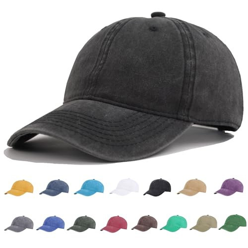 YEANIY Vintage Washed Cotton Black Baseball Caps Adjustable Unstructured Soft Blank Casual Dad Ball Hats for Men Women | Amazon (US)