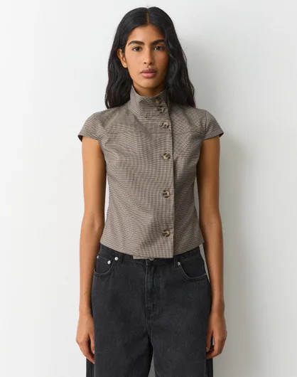 Funnel Neck Button Up Blouse | Glassons (Australia)