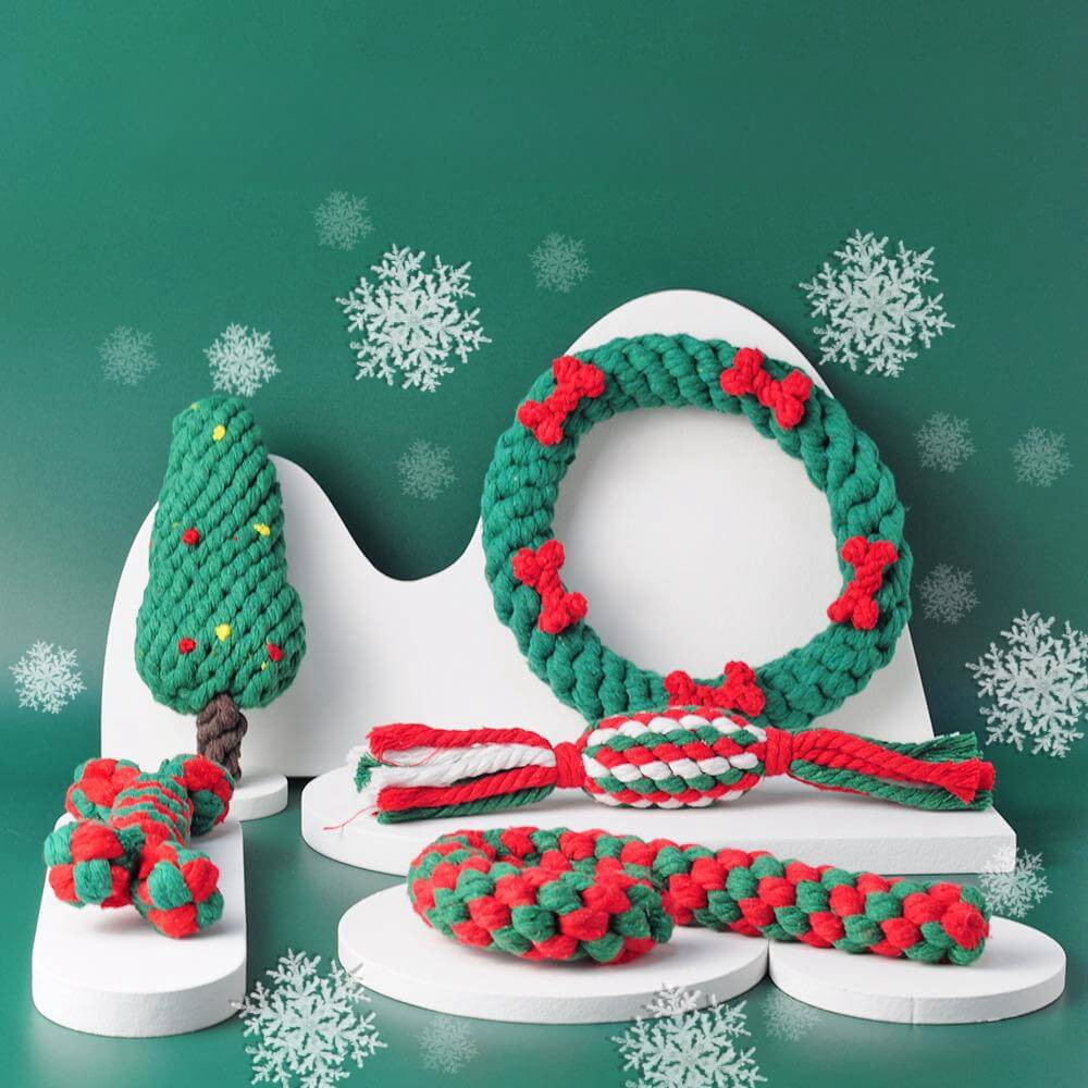 Christmas Cotton Rope Toy Chew Resistant Luxury Dog Gifts Teething Toys | FunnyFuzzy Affiliate Program