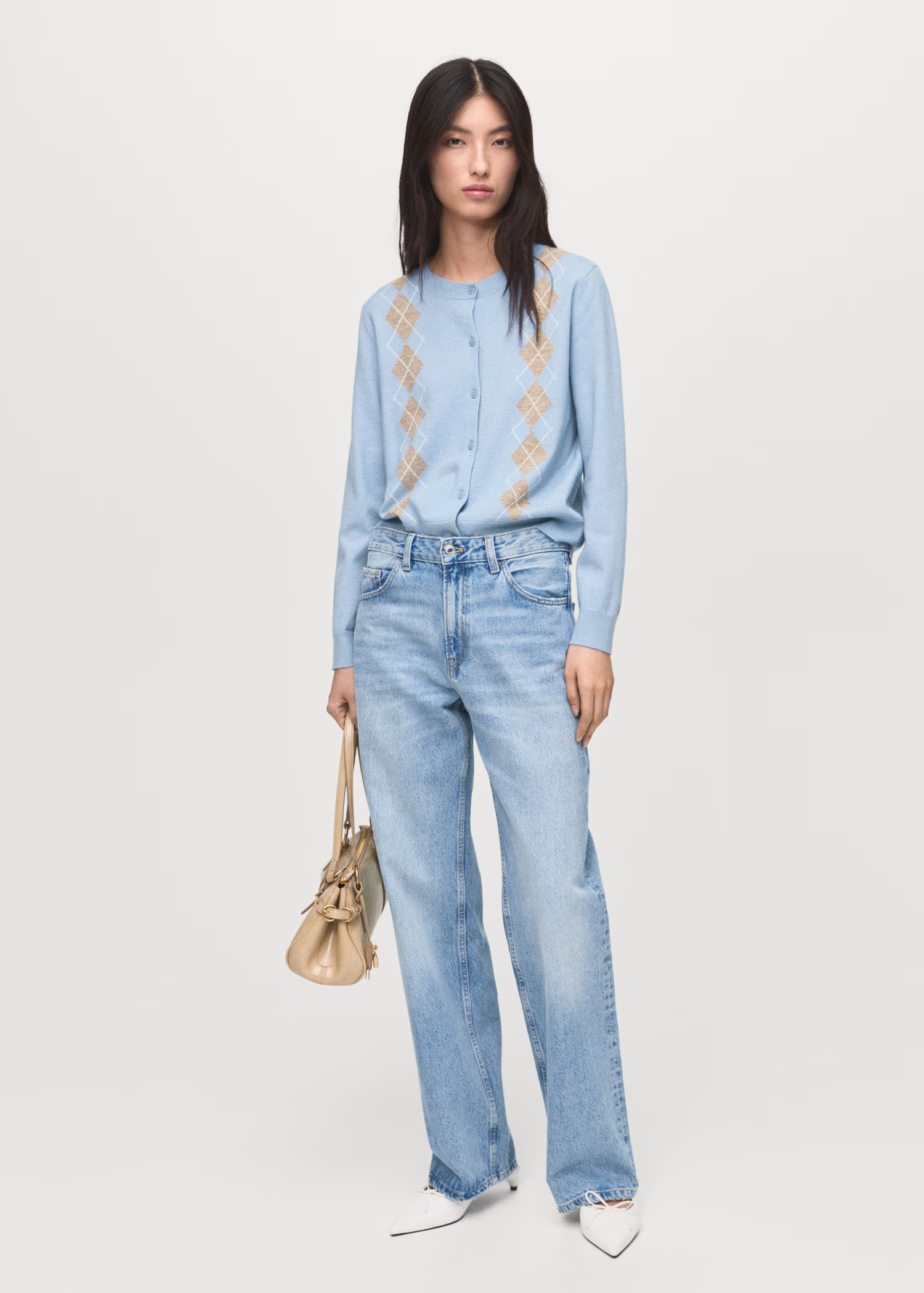 Knitted cardigan with diamonds - Women | MANGO United Kingdom | MANGO (UK)