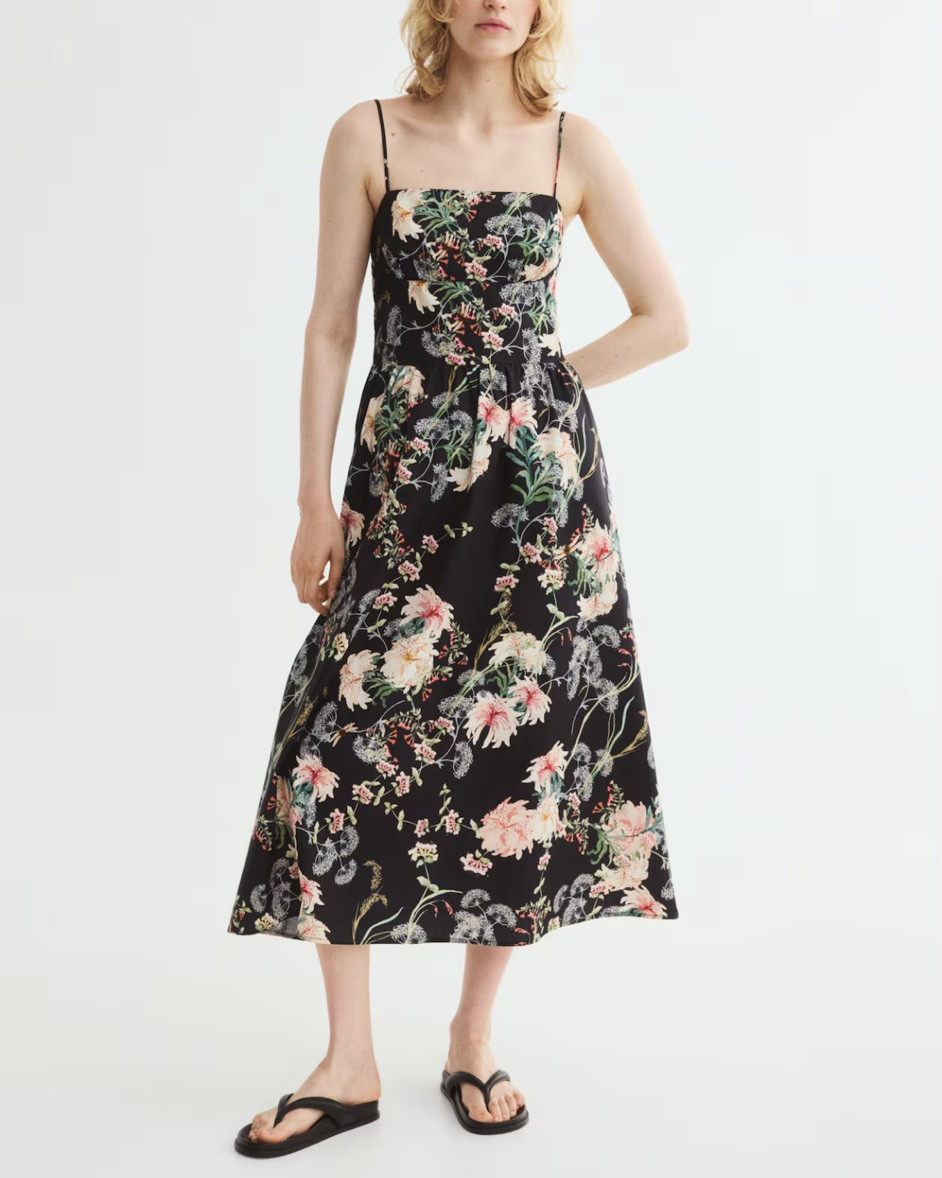 Black floral smocked back midi dress

#LTKSeasonal