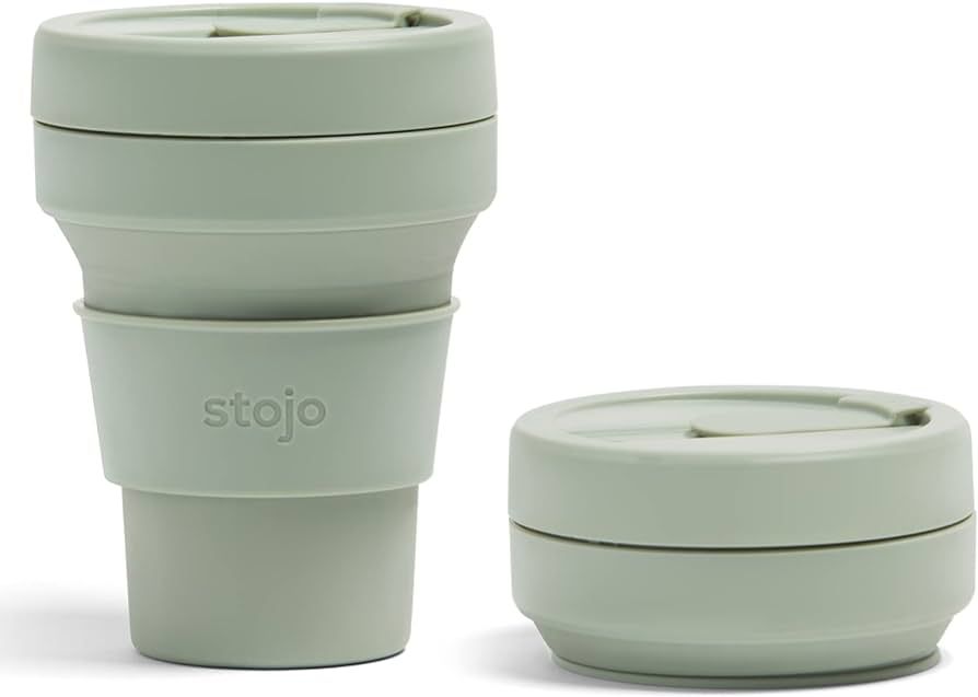 STOJO Collapsible Travel Cup - Sage Green, 12oz / 355ml - Leak-Proof Reusable To-Go Pocket Size S... | Amazon (US)