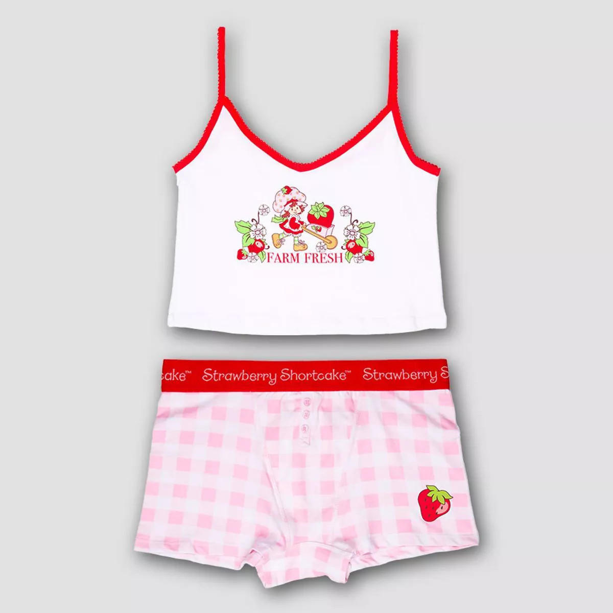 Women's Strawberry Shortcake Cotton Cami and Boxer Set - Pink | Target