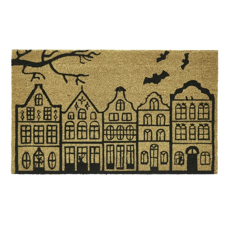 My Texas House Natural/Black Bats Halloween Outdoor Coir Doormat, 18" x 30" | Walmart (US)