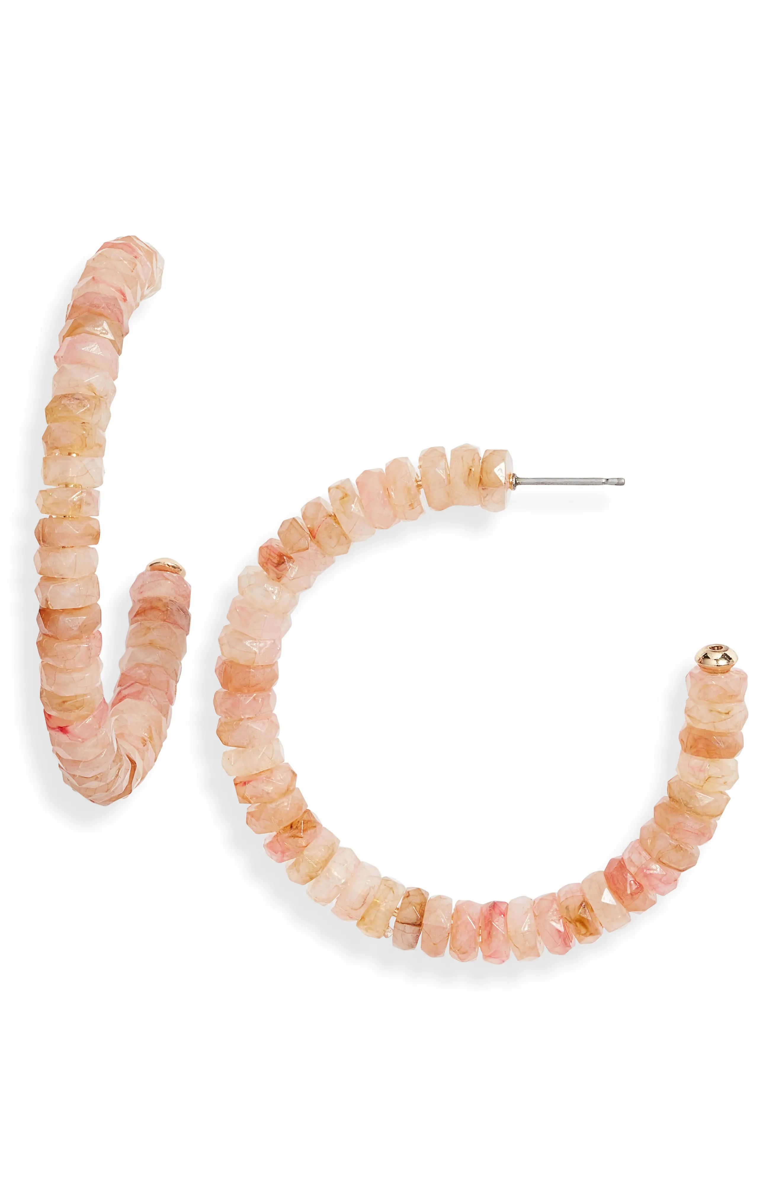 Nordstrom Beaded Hoop Earrings in Blush at Nordstrom | Nordstrom