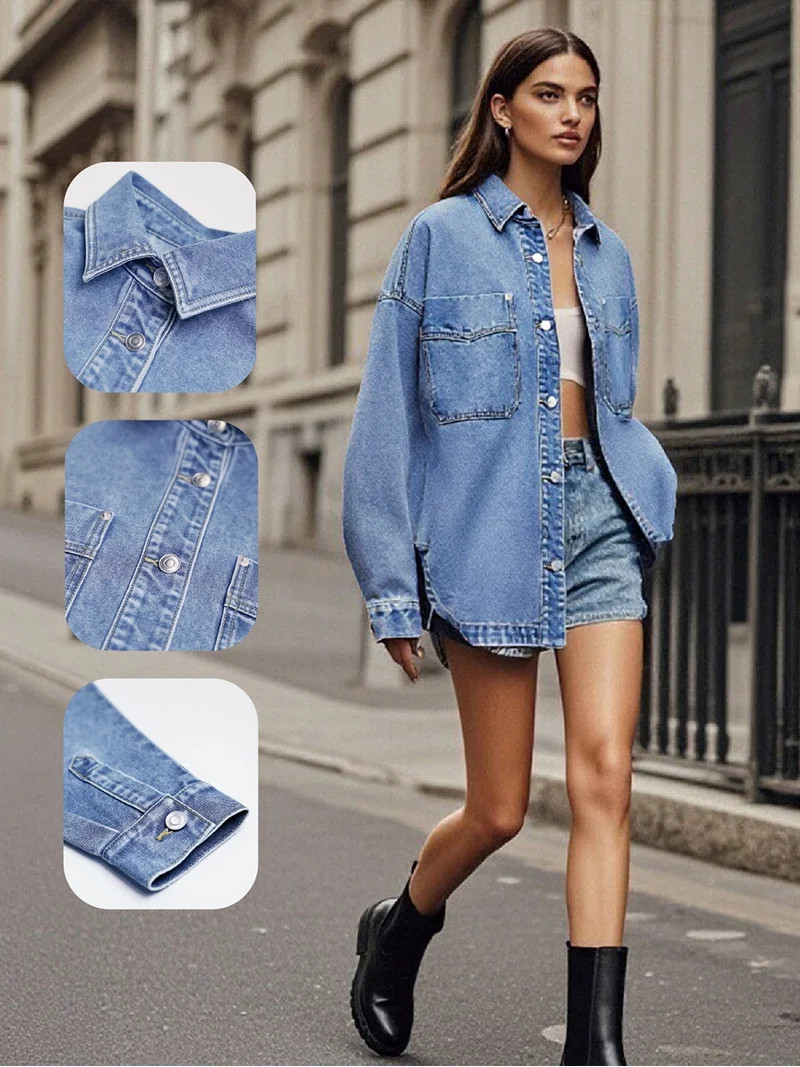 PAOLA RIBONI Womens Denim Jacket Wash Jean Jacket Coats with Pockets | Walmart (US)