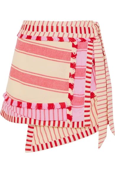 Dodo Bar Or - Tasseled Striped Cotton-gauze Wrap Mini Skirt - Pink | NET-A-PORTER (US)