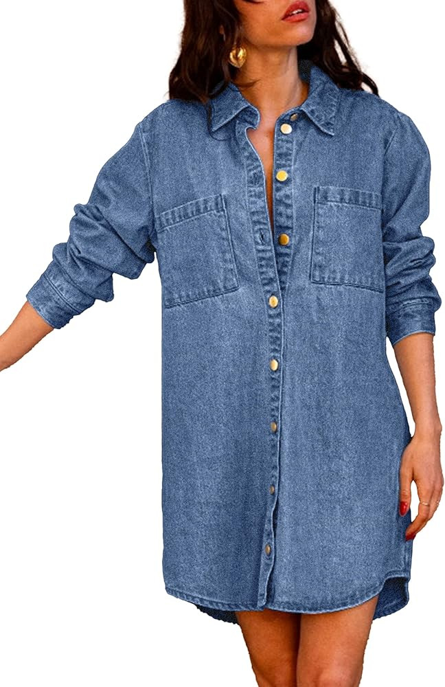 Fiona Jolin Womens Denim Jackets 2025 Classic Casual Long Sleeve Button Down Loose Jean Jackets w... | Amazon (US)