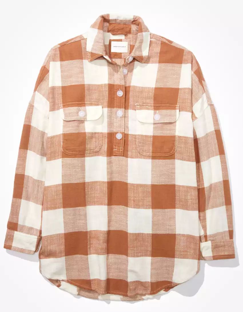 AE Oversized Pullover Flannel | American Eagle Outfitters (US & CA)