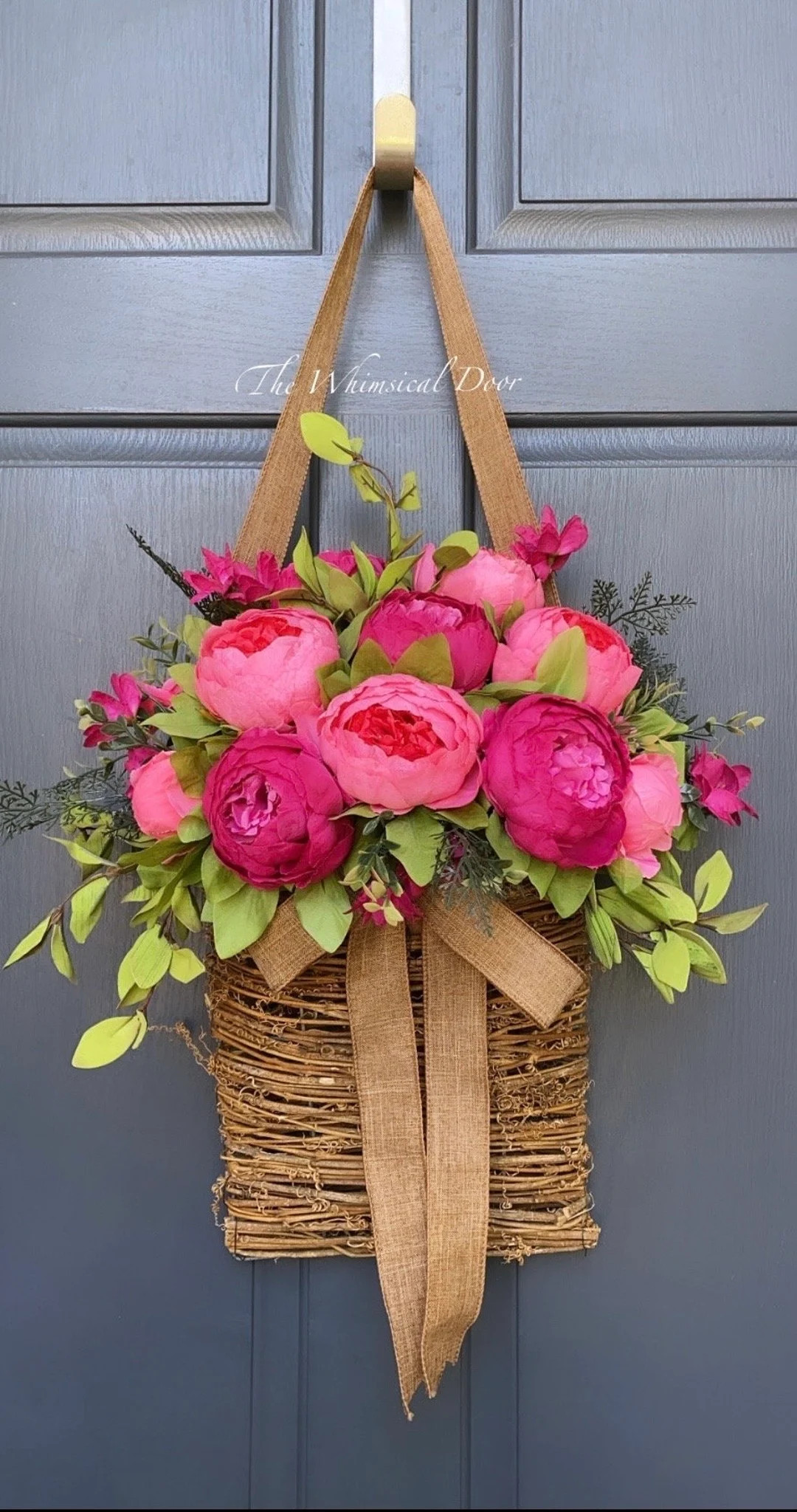 Our best selling basket wreath reimagined! Gorgeous realistic peonies and greenery create a beaut... | Etsy (US)