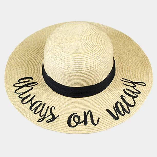 Amtal Women Elegant Wide Brim Embroidered Beach Pool Floppy Summer Vacation Sun Hat | Walmart (US)