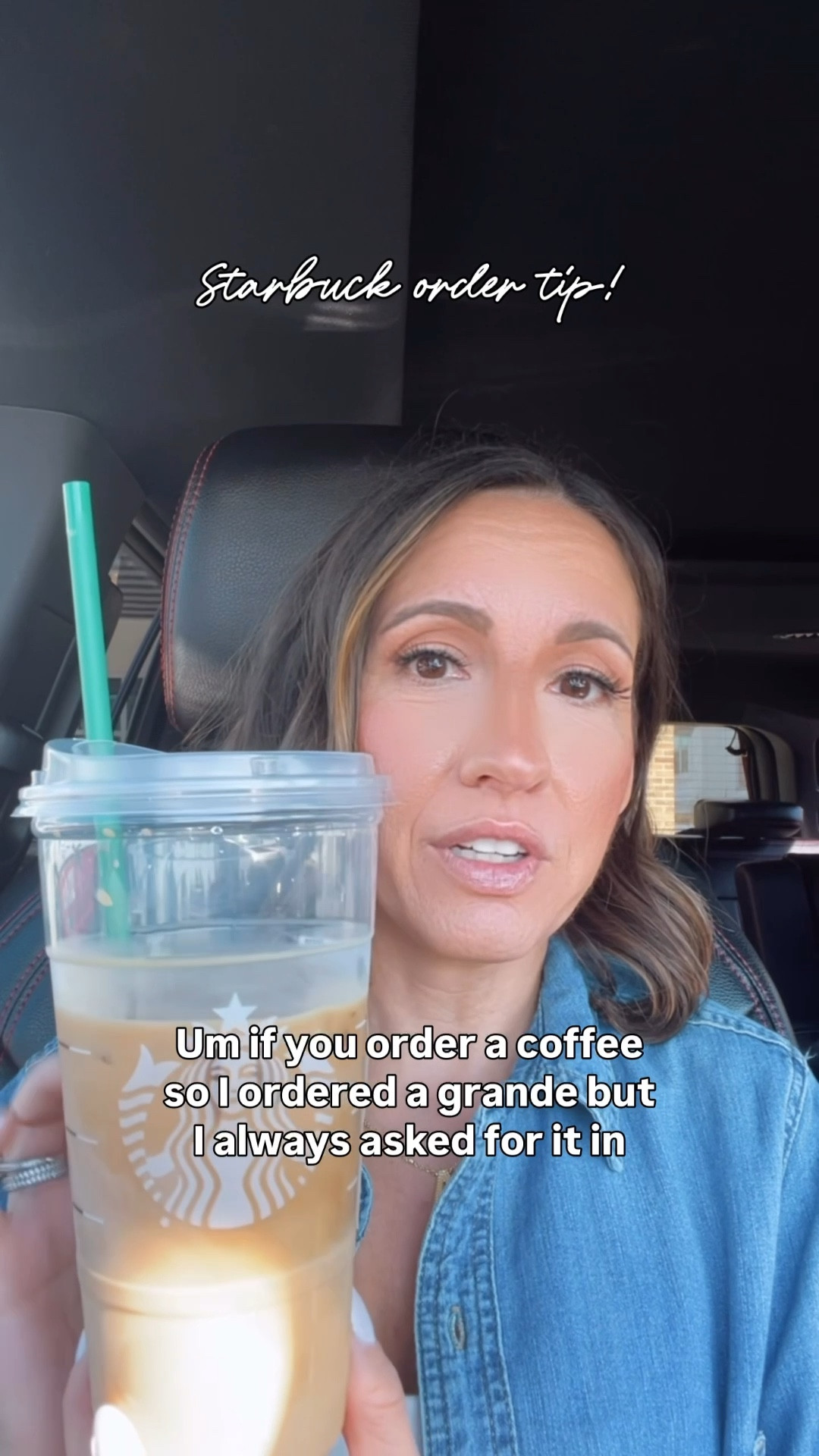 Hi! Starbucks order tip + my favorite casual Athleisure outfit is on repeat. 
Chambray button up  shirt, white top, and black leggings. 
I love these Lululemon leggings. They run small. Size up 1 size. ♥️
Petite style 
Petite outfit 

#LTKPetite #LTKmorningroutine #LTKstorytime