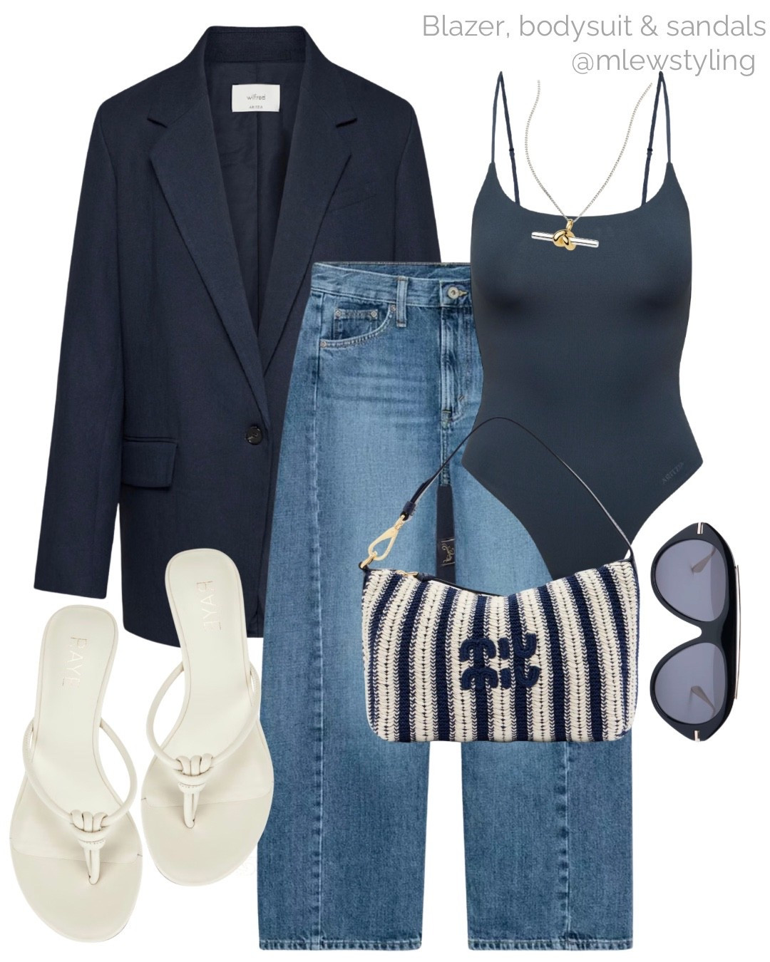 Spring & summer uniform 💙

Tags: Aritzia linen blazer, navy blue bodysuit, Zara barrel leg jeans, miu miu crochet bag, kitten heel sandals, past midnight aviator sunglasses, capsule wardrobe, summer outfit formula

#LTKjeans #LTKstyletip #LTKsummer
