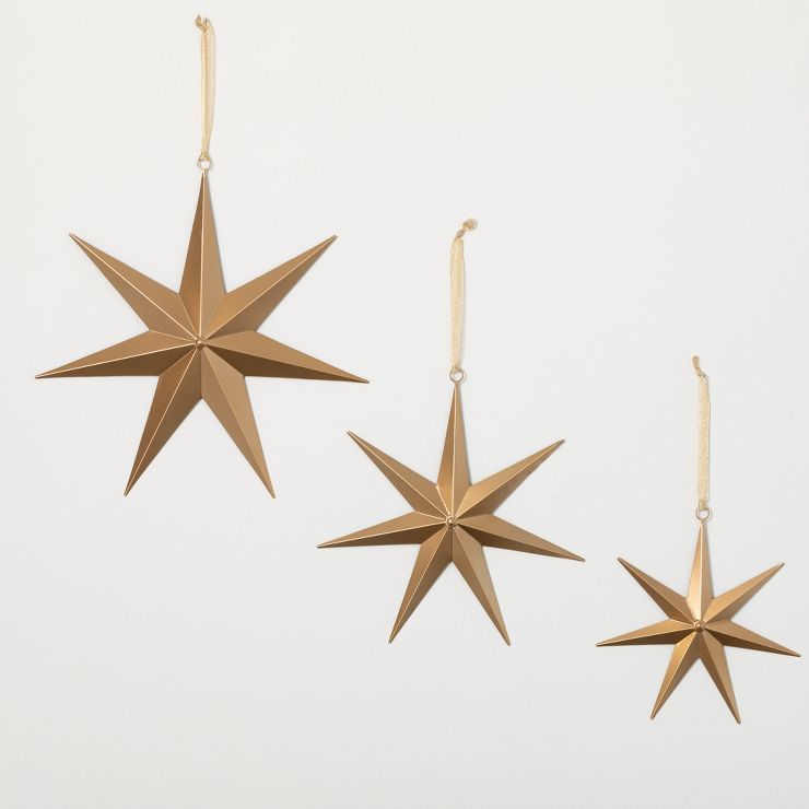 Oversized Gold Star Ornaments Gold 19.5"H Metal Set of 3 | Target