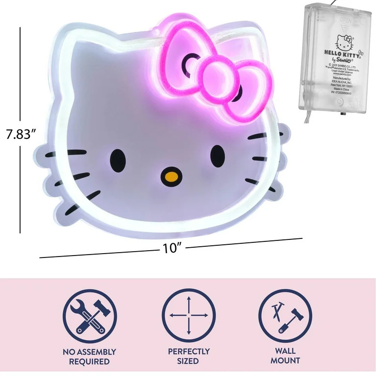 Hello Kitty Acrylic Neon Lamp, White | Walmart (US)