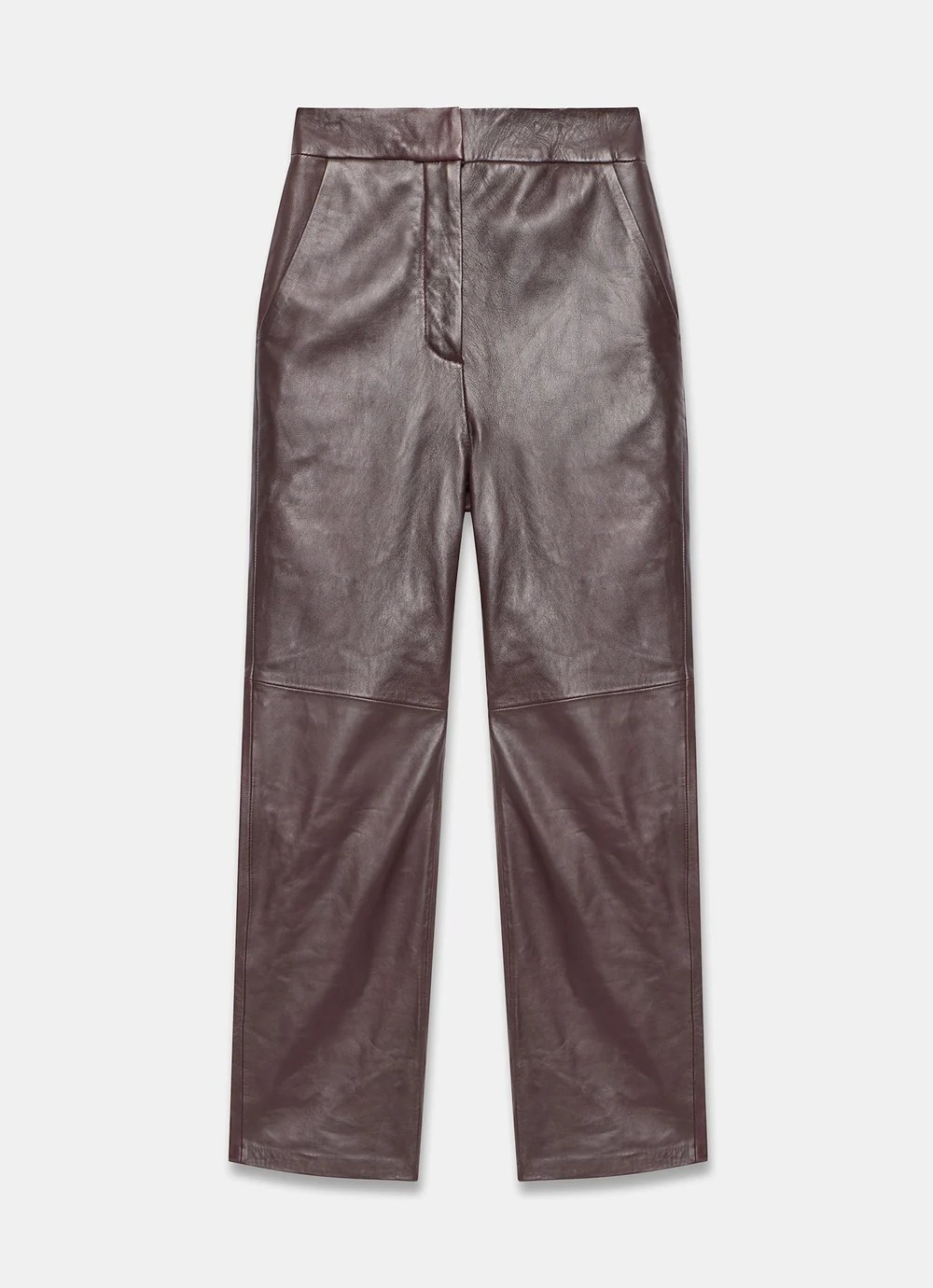 Burgundy Leather Trousers | Mint Velvet