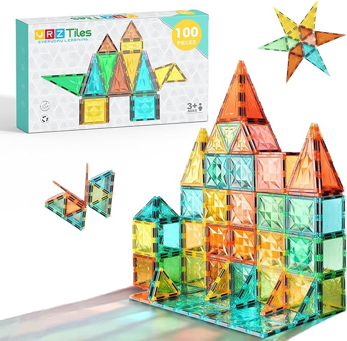 Magnetic Tiles 100-Piece Set for Kids, Magnetic Building Blocks STEM Toys for Age 3+ Boys and Gir... | Amazon (US)