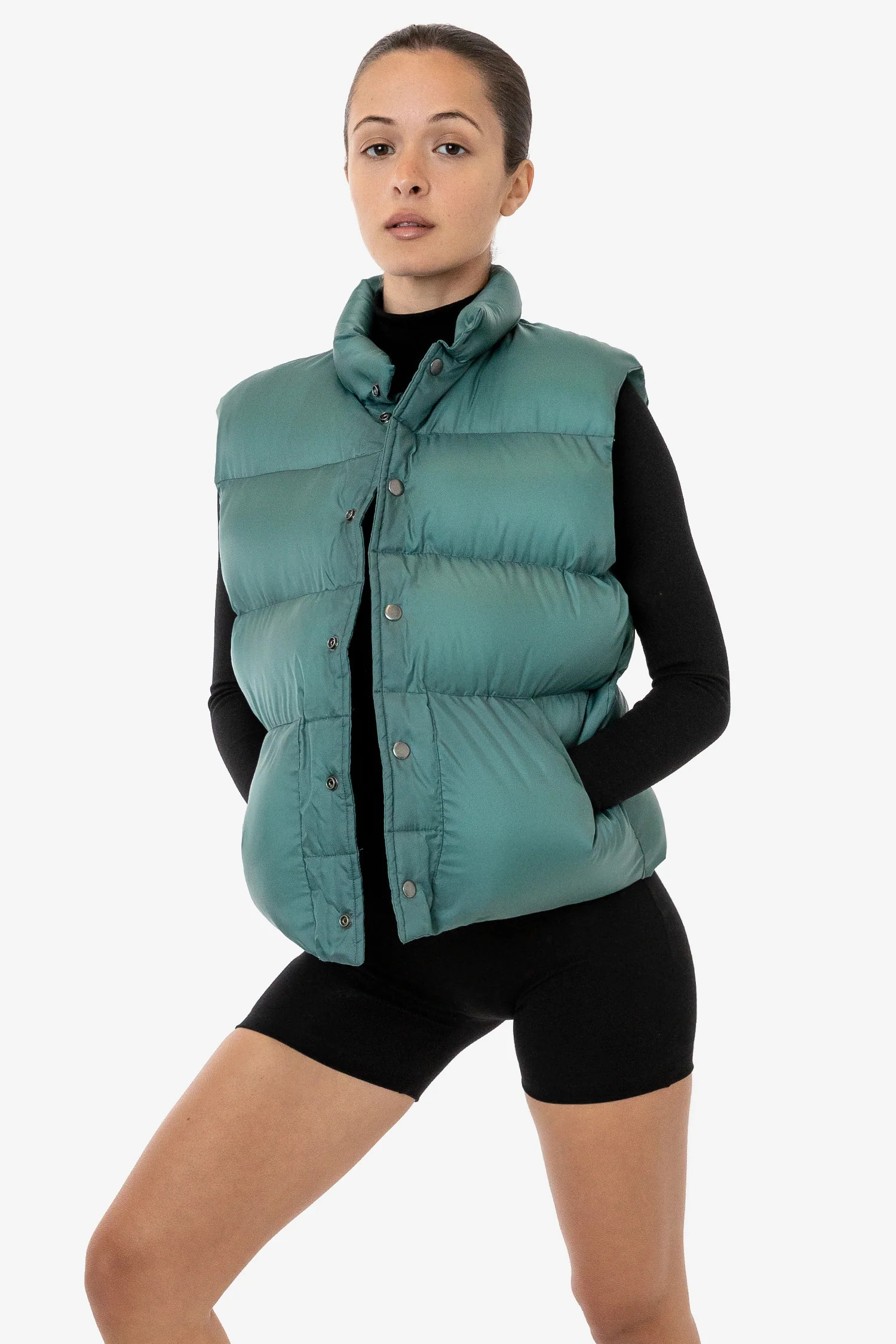RNFP400 - Nylon Puffer Vest - Blue Algae / XS/S | Los Angeles Apparel