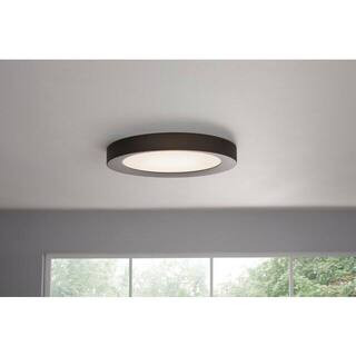 Home Decorators Collection Calloway 19 in. Matte Black Concave Selectable LED Flush Mount JXM3011... | The Home Depot