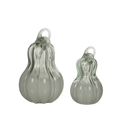 Transpac Glass 11 in Clear Harvest Pumpkins Set of 2 with Matching Stems Fall Decorative Objects | Target