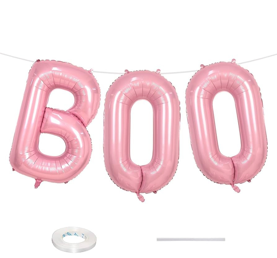 Biapian 40 Inch Halloween Boo Balloons, Giant Pink Boo Balloon Banner Set, 3 Pcs Psatel Foil Boo ... | Amazon (US)