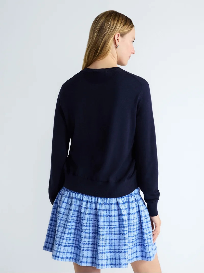 Free Assembly Women's Classic Cardigan Sweater with Long Sleeves, Lightweight, Sizes XS-4X | Walmart (US)