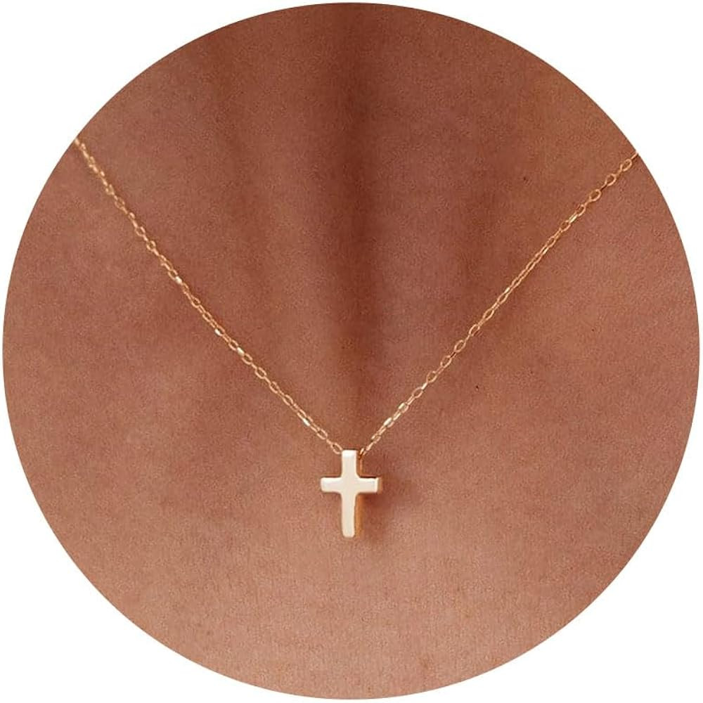 HANLI Cross Necklace for Women - 14k Gold/Silver Plated Dainty Cubic Zirconia Sideways Cross Neck... | Amazon (US)