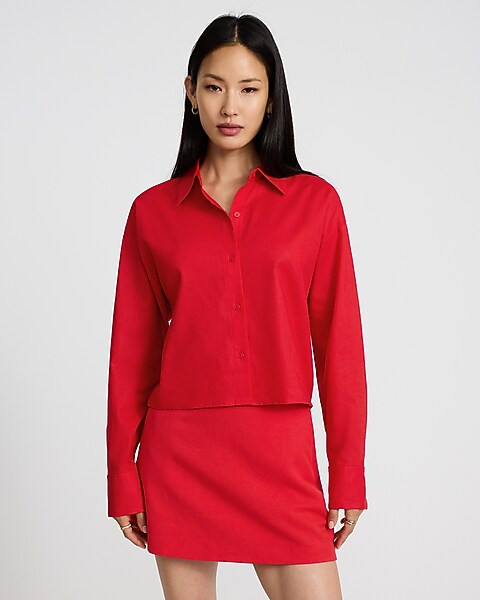 "Cropped Portofino Shirt" | Express