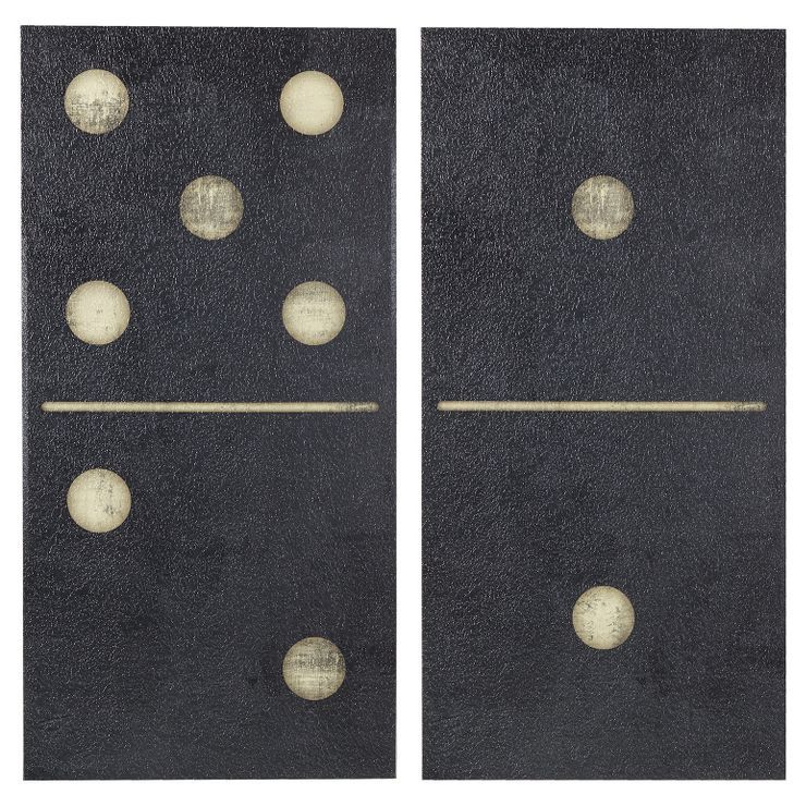 (Set of 2) 18" x 36" Two Black Dominos Gel Coat Printed on Canvas Black | Target