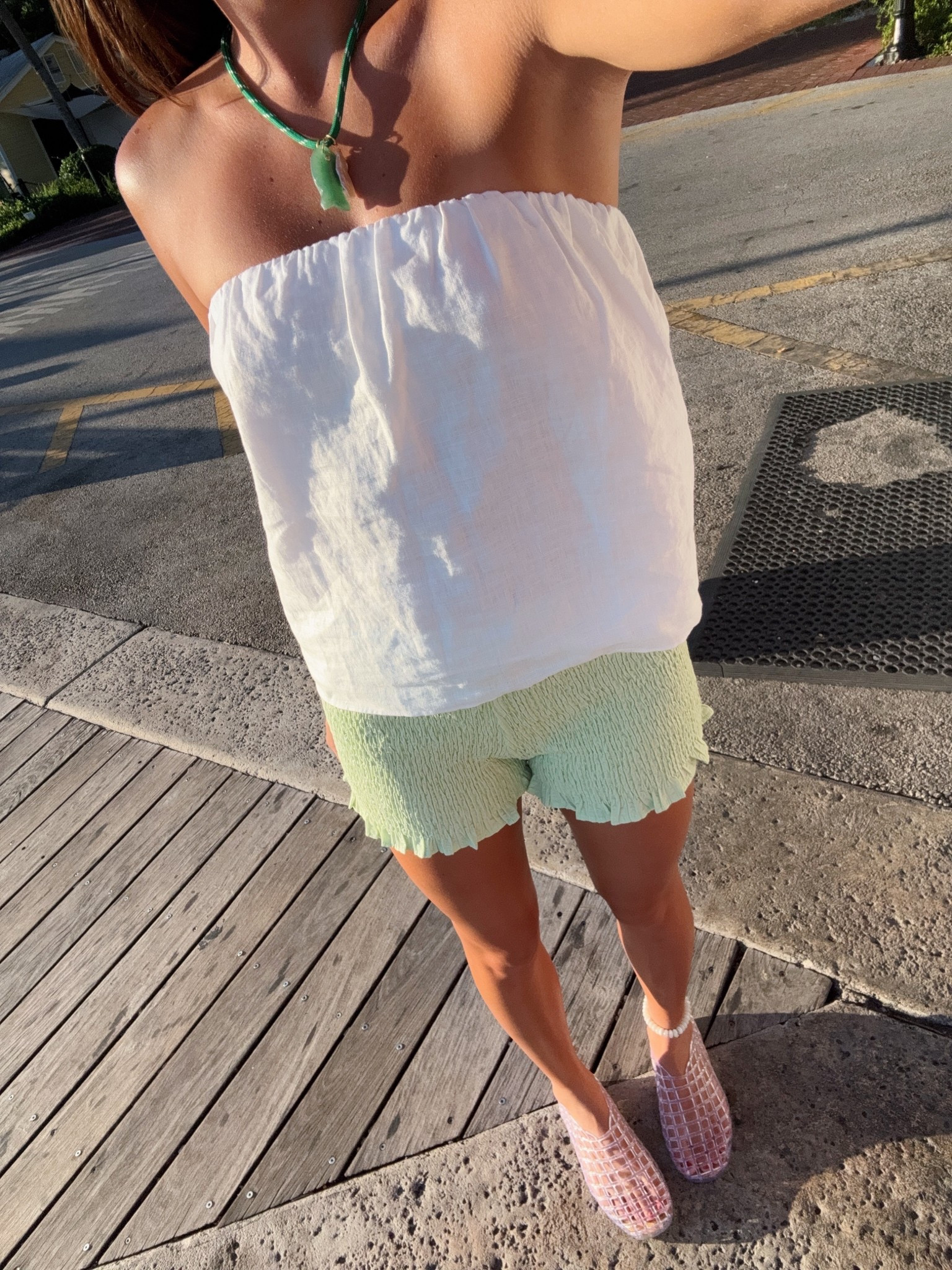 Couldn’t find my exact jelly shoes from MIA! But linked similar 🤍