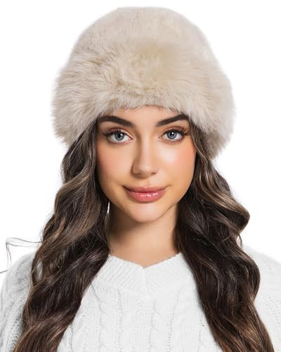 Women's Faux Fur Fluffy Bucket Hat Winter Warm Fuzzy Mongolian Hat Fisherman Cap Beanie (US, Alpha, One Size, Beige) | Amazon (US)
