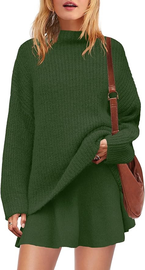SENSERISE Womens Sweater Skirt Set 2 Piece Outfits Matching Lounge Sets Turtleneck Knit Tops Mini... | Amazon (US)