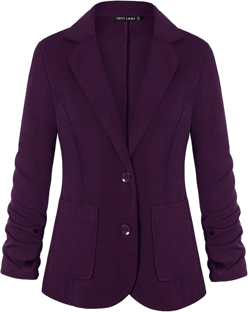 Unifizz Womens Casual Work Office Blazer Pockets Buttons Suit Jacket 3/4 Sleeve | Amazon (US)