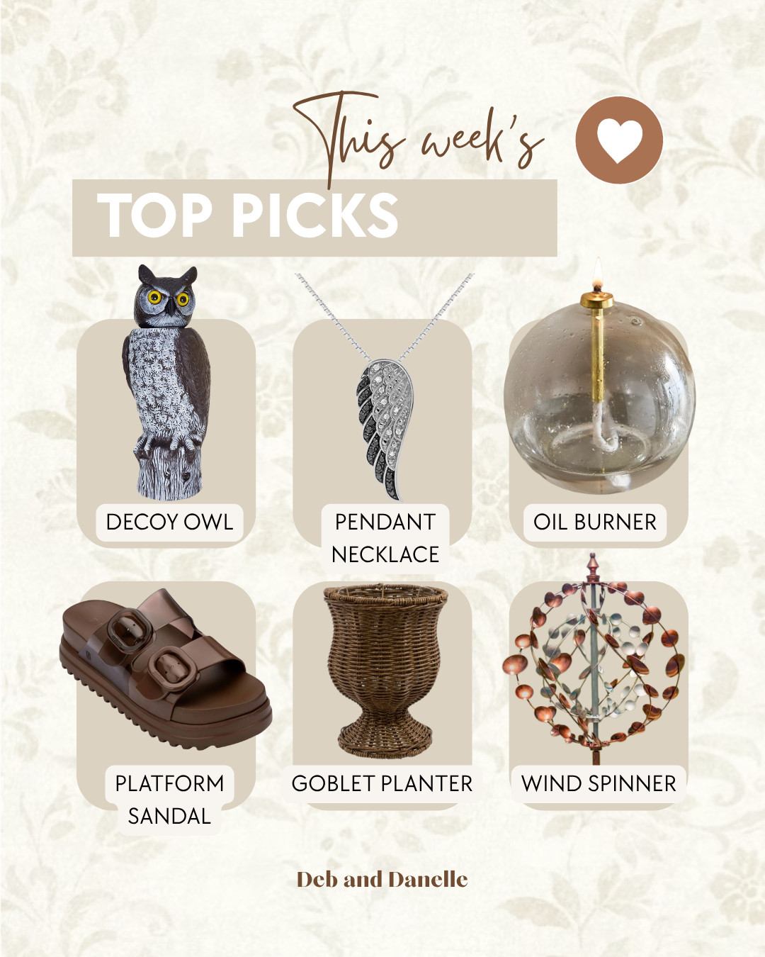 Our most-loved items of the week include the owl decoy in our garden, our glass oil burner, and a beautiful wind spinner.  

 #LTKSeasonal #LTKHome